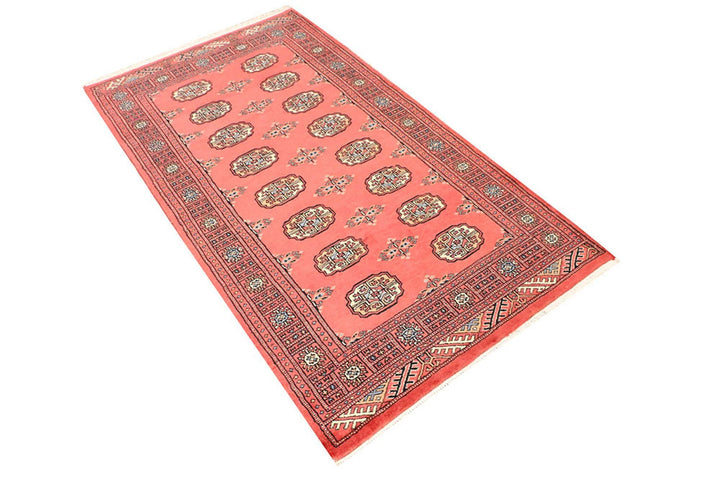 Tomato Orange Pakistani Bokhara Rug 3' 2" x 5' 9" Hand-Knotted | No. QA90507