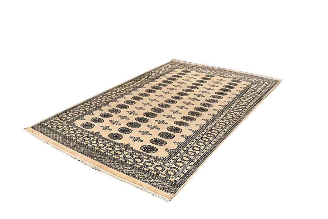 Brown Pakistani Bokhara Rug 5' 11" x 8' 10" Hand-Knotted | No. QA90553