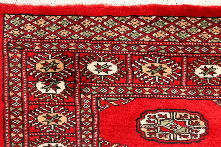 Dark Red Pakistani Bokhara Rug 2'8" x 9'3" Hand-Knotted | No. QA90576