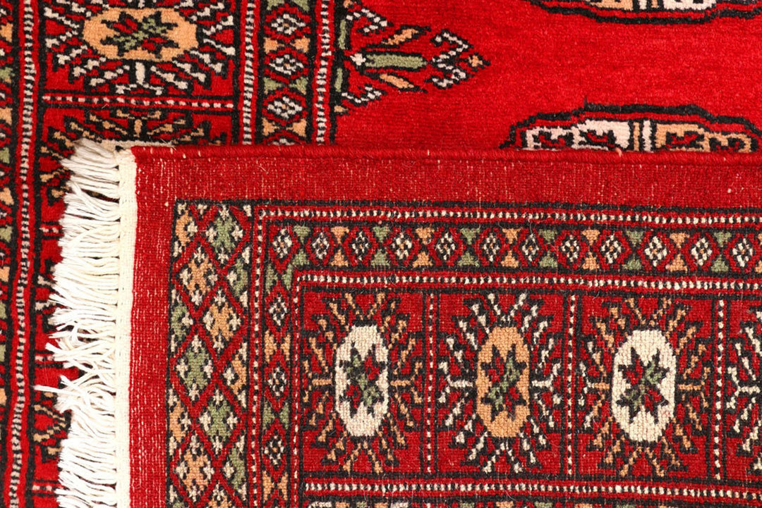 Dark Red Pakistani Bokhara Rug 2'8" x 9'3" Hand-Knotted | No. QA90576