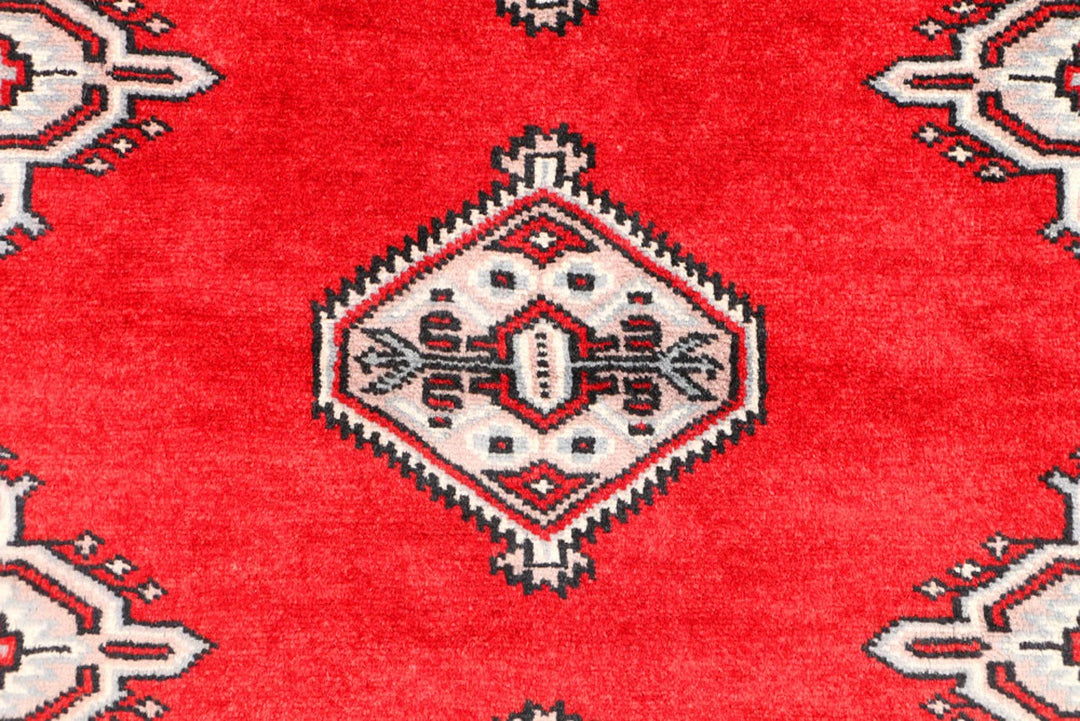 Red Pakistani Jaldar Rug 3' 1" x 5' 5" Hand-Knotted | No. QA90804
