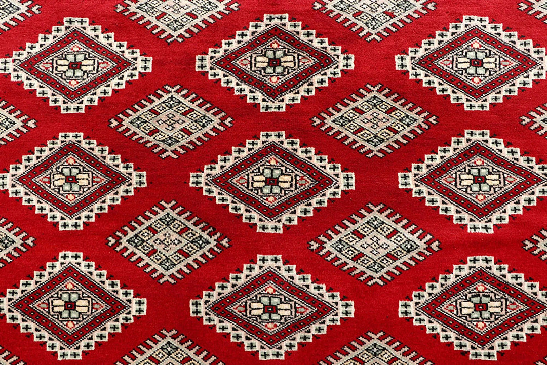 Firebrick Red Pakistani Jaldar Rug 8' 10" x 12' 2" Hand-Knotted | No. QA90954
