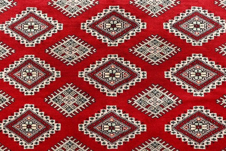 Firebrick Red Pakistani Jaldar Rug 8' 10" x 12' 2" Hand-Knotted | No. QA90954