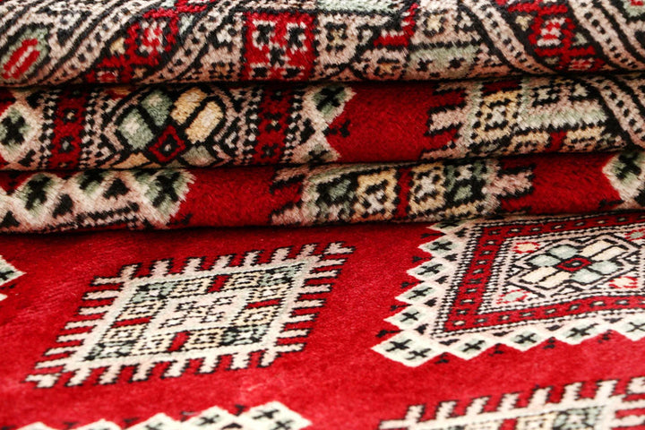 Firebrick Red Pakistani Jaldar Rug 8' 10" x 12' 2" Hand-Knotted | No. QA90954