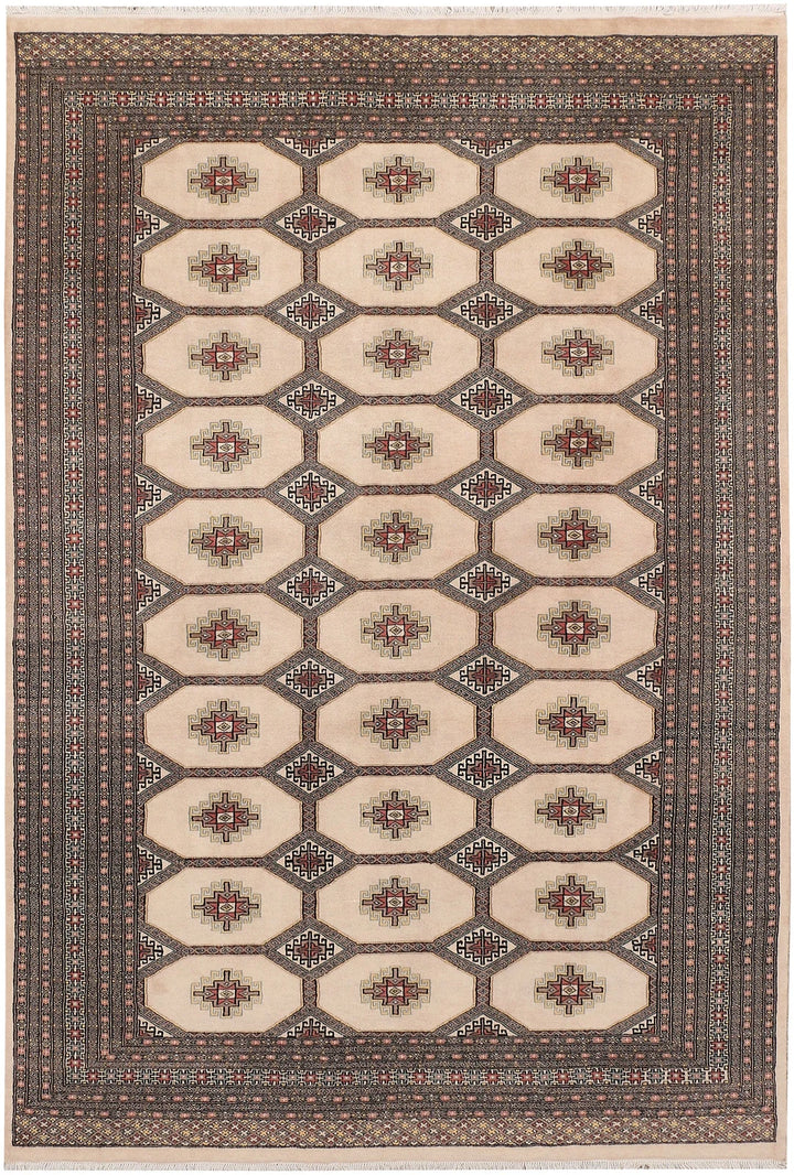 Brown Pakistani Jaldar Rug 6' 7" x 9' 8" Hand-Knotted | No. QA91042