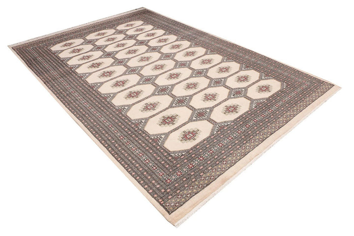 Brown Pakistani Jaldar Rug 6' 7" x 9' 8" Hand-Knotted | No. QA91042