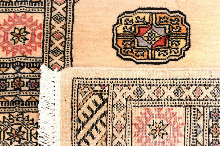Antique White Pakistani Bokhara Rug 2' 5" x 8' 7" Hand-Knotted | No. QA91250