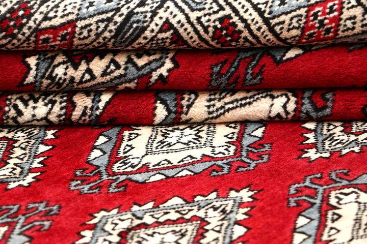 Red Pakistani Jaldar Rug 6' x 8'4" Hand-Knotted | No. QA91276