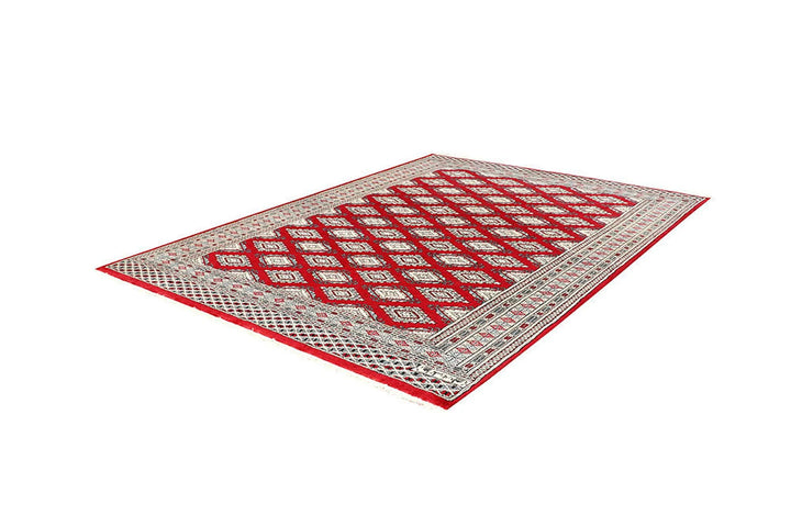 Red Pakistani Jaldar Rug 6' x 8'4" Hand-Knotted | No. QA91276