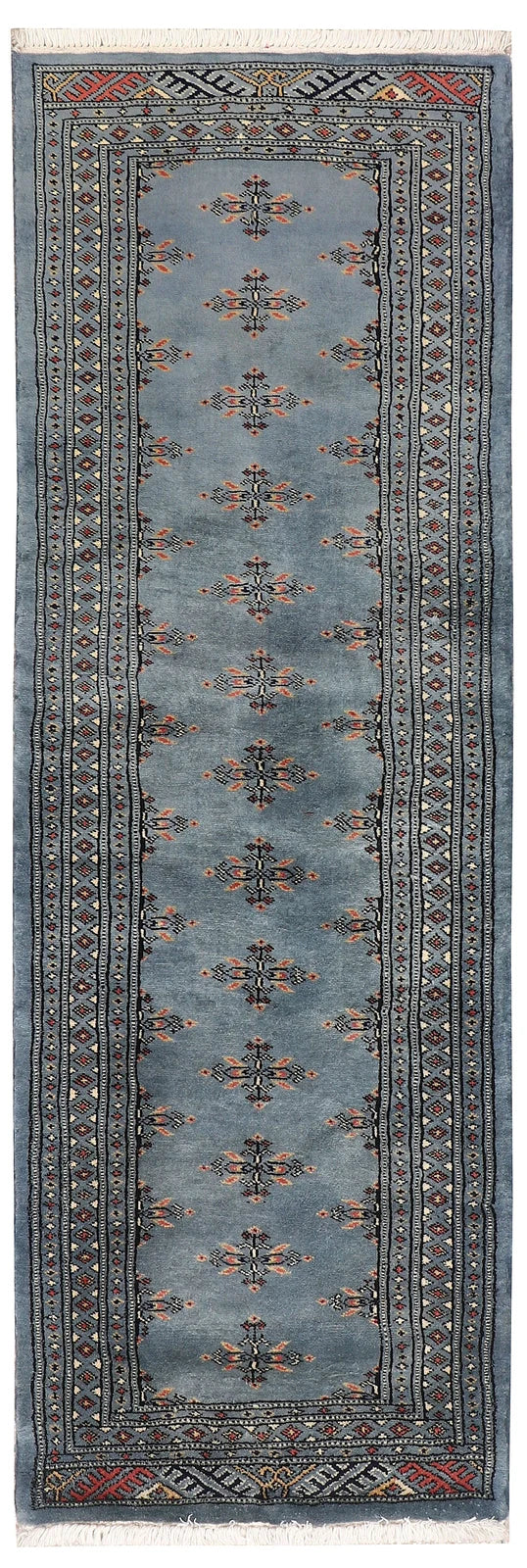 Light Slate Grey Pakistani Butterfly Runner 2' 1" x 6' 2" Hand-Knotted | No. QA91295