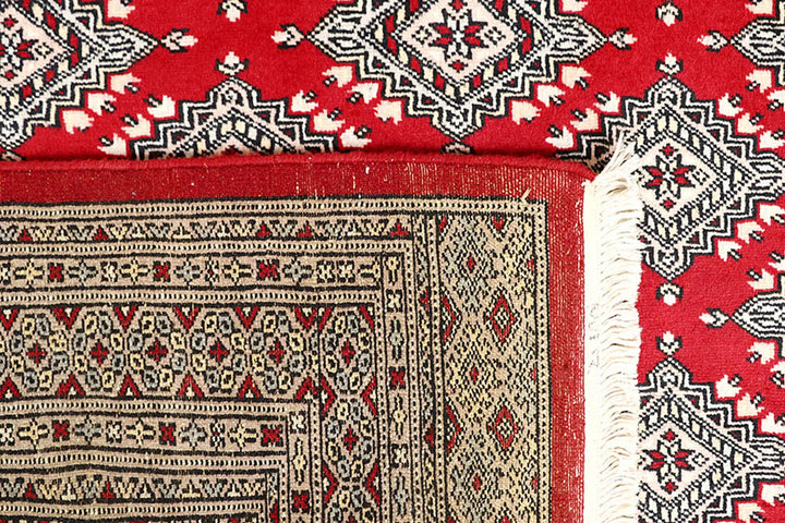 Red Pakistani Jaldar Rug 5' 1" x 8' 4" Hand-Knotted | No. QA91392