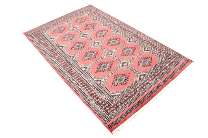 Red Pakistani Jaldar Rug 4' x 6'4" Hand-Knotted | No. QA91555