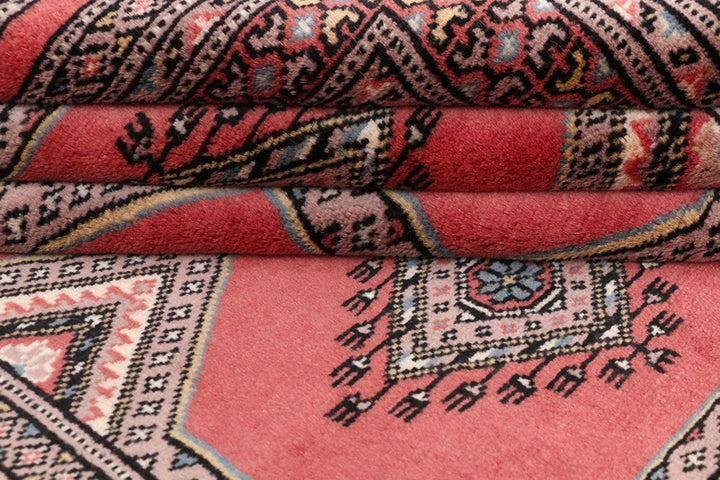 Red Pakistani Jaldar Rug 4' x 6'4" Hand-Knotted | No. QA91555