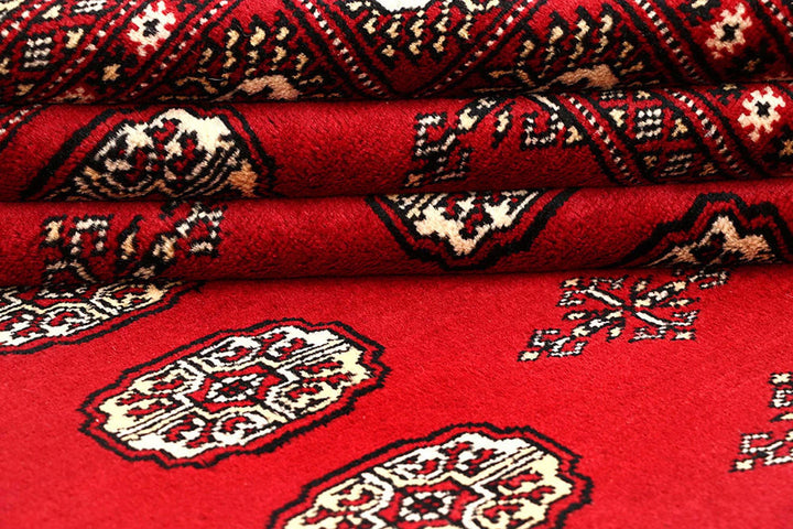 Red Pakistani Bokhara Rug 6' x 8'4" Hand-Knotted | No. QA91610