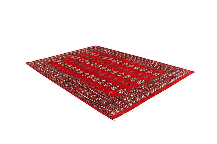Red Pakistani Bokhara Rug 6' x 8'4" Hand-Knotted | No. QA91610