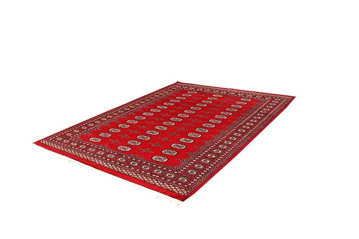 Red Pakistani Bokhara Rug 6' x 8'4" Hand-Knotted | No. QA91610