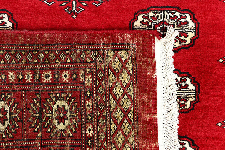 Red Pakistani Bokhara Rug 6' x 8'4" Hand-Knotted | No. QA91610