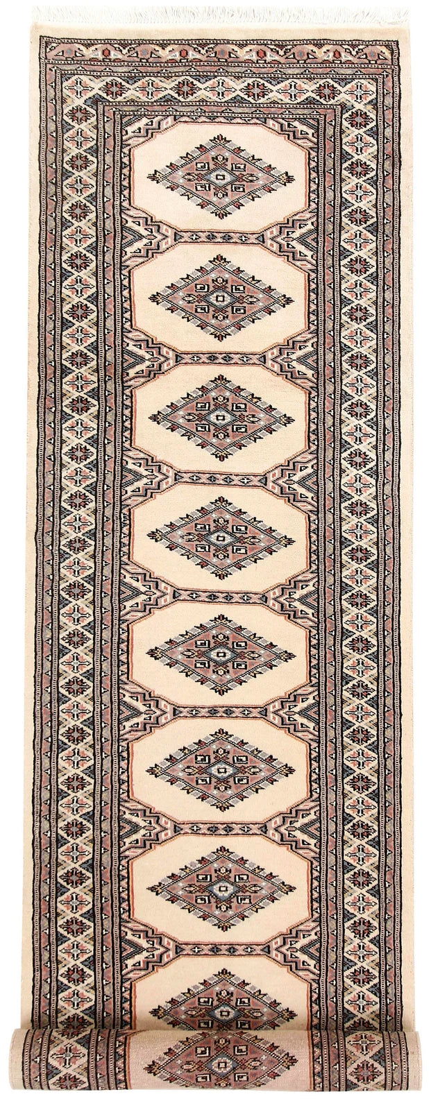 White Pakistani Jaldar Runner 2' 4" x 9' 1" Hand-Knotted | No. QA91641
