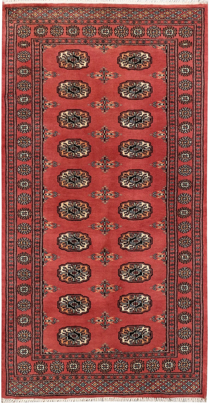 Red Bokhara Rug 3' 1" x 5' 11" Hand-Knotted | No. QA91768