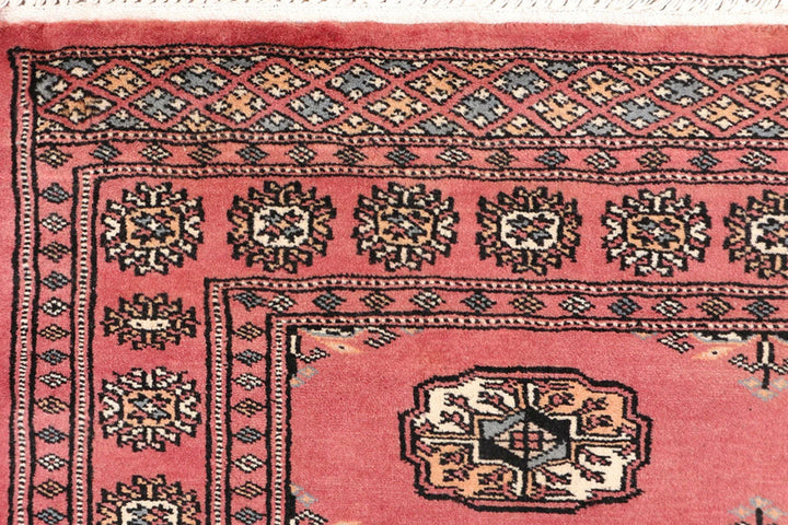 Red Bokhara Rug 3' 1" x 5' 11" Hand-Knotted | No. QA91768
