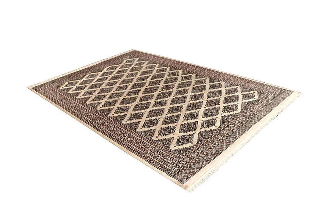 Brown Pakistani Bokhara Rug 6' x 8'10" Hand-Knotted | No. QA91787