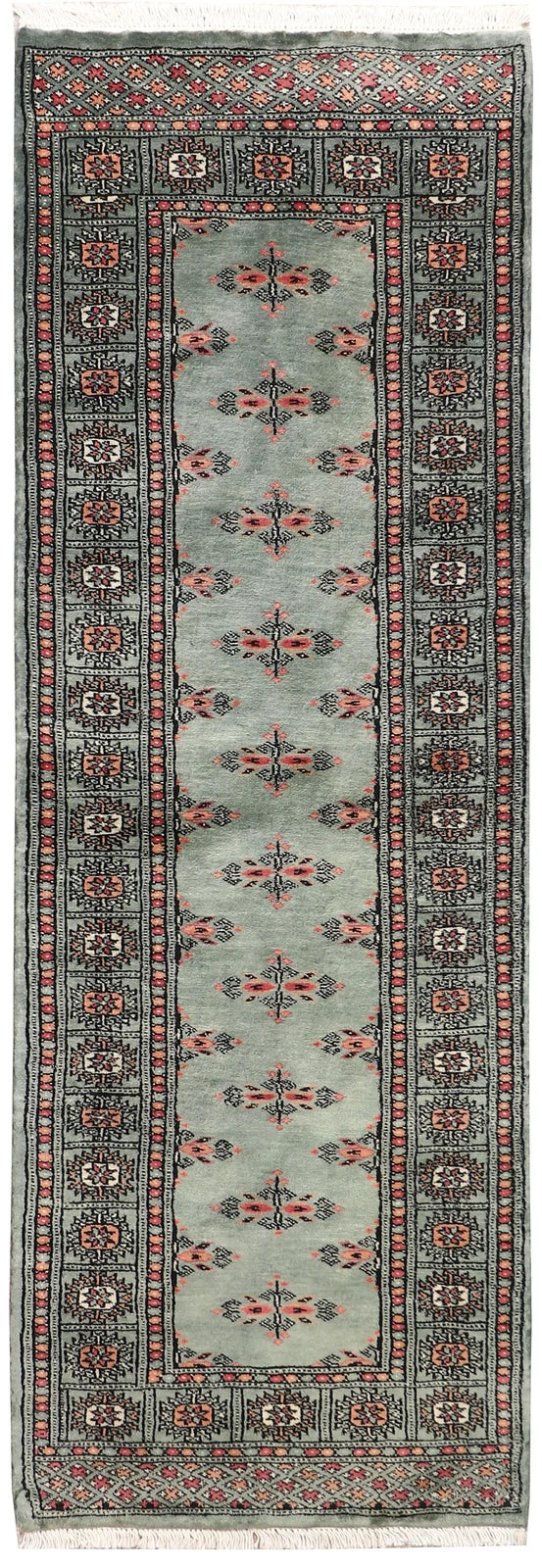 Dark Olive Green Pakistani Butterfly Rug 2' 2" x 6' Hand-Knotted | No. QA91892