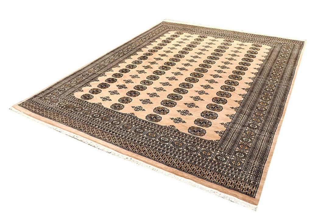 Brown Pakistani Bokhara Rug 8' x 10' 2" Hand-Knotted | No. QA91906
