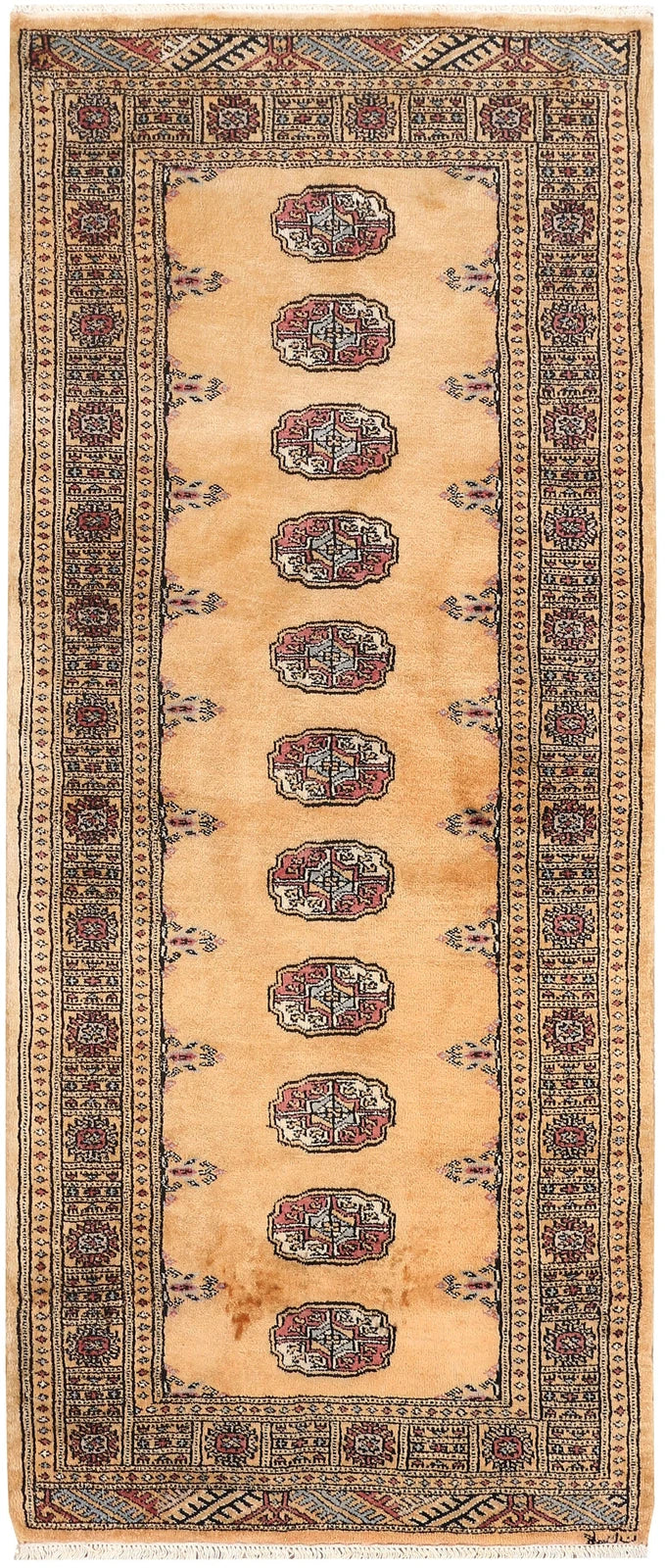 Yellow Pakistani Bokhara Rug 2' 8" x 6' 4" Hand-Knotted | No. QA91923