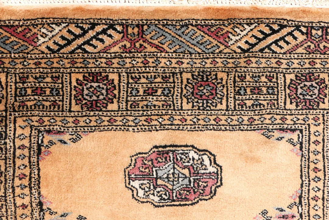Yellow Pakistani Bokhara Rug 2' 8" x 6' 4" Hand-Knotted | No. QA91923