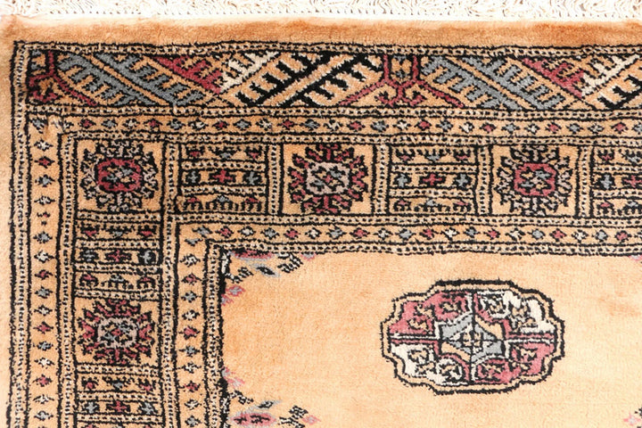 Yellow Pakistani Bokhara Rug 2' 8" x 6' 4" Hand-Knotted | No. QA91923