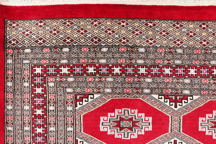 Red Pakistani Jaldar Rug 6' 9" x 9' 11" Hand-Knotted | No. QA91967