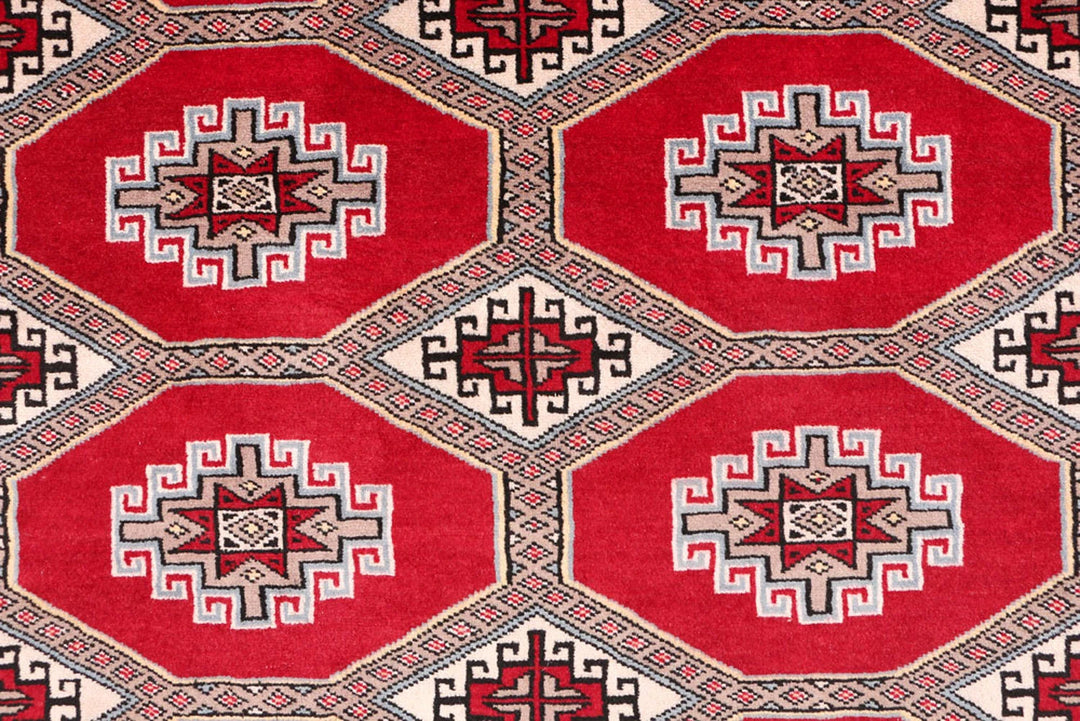 Red Pakistani Jaldar Rug 6' 9" x 9' 11" Hand-Knotted | No. QA91967
