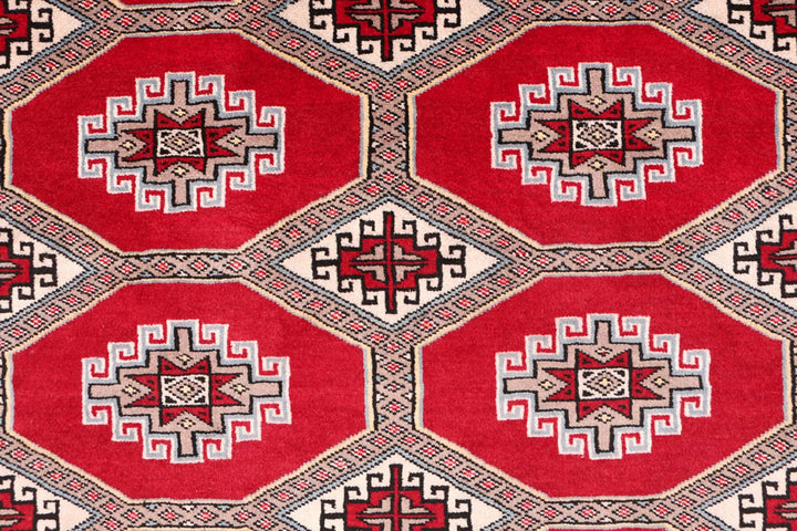 Red Pakistani Jaldar Rug 6' 9" x 9' 11" Hand-Knotted | No. QA91967