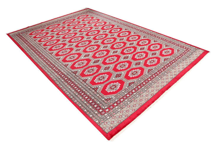 Red Pakistani Jaldar Rug 6' 9" x 9' 11" Hand-Knotted | No. QA91967