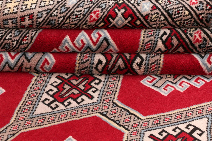 Red Pakistani Jaldar Rug 6' 9" x 9' 11" Hand-Knotted | No. QA91967