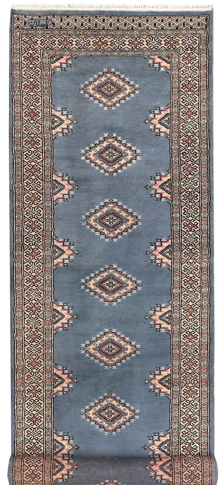 Light Slate Grey Pakistani Jaldar Rug 2' 7" x 8' 10" Hand-Knotted | No. QA92006