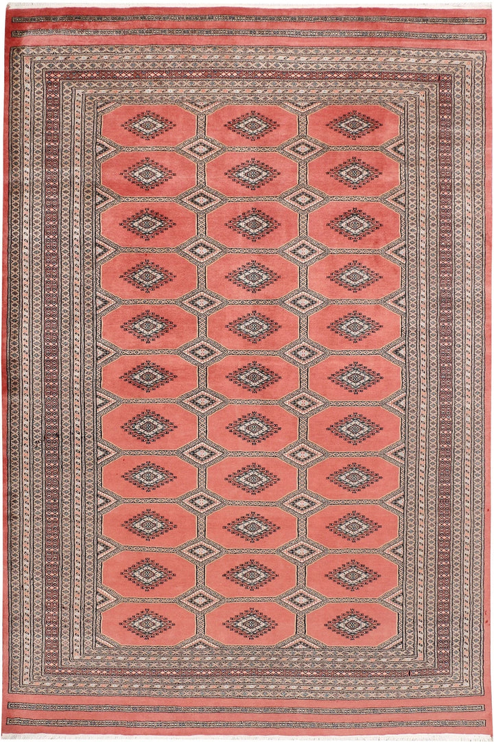 Salmon Pakistani Jaldar Rug 6' 10" x 10' 6" Hand-Knotted | No. QA92023