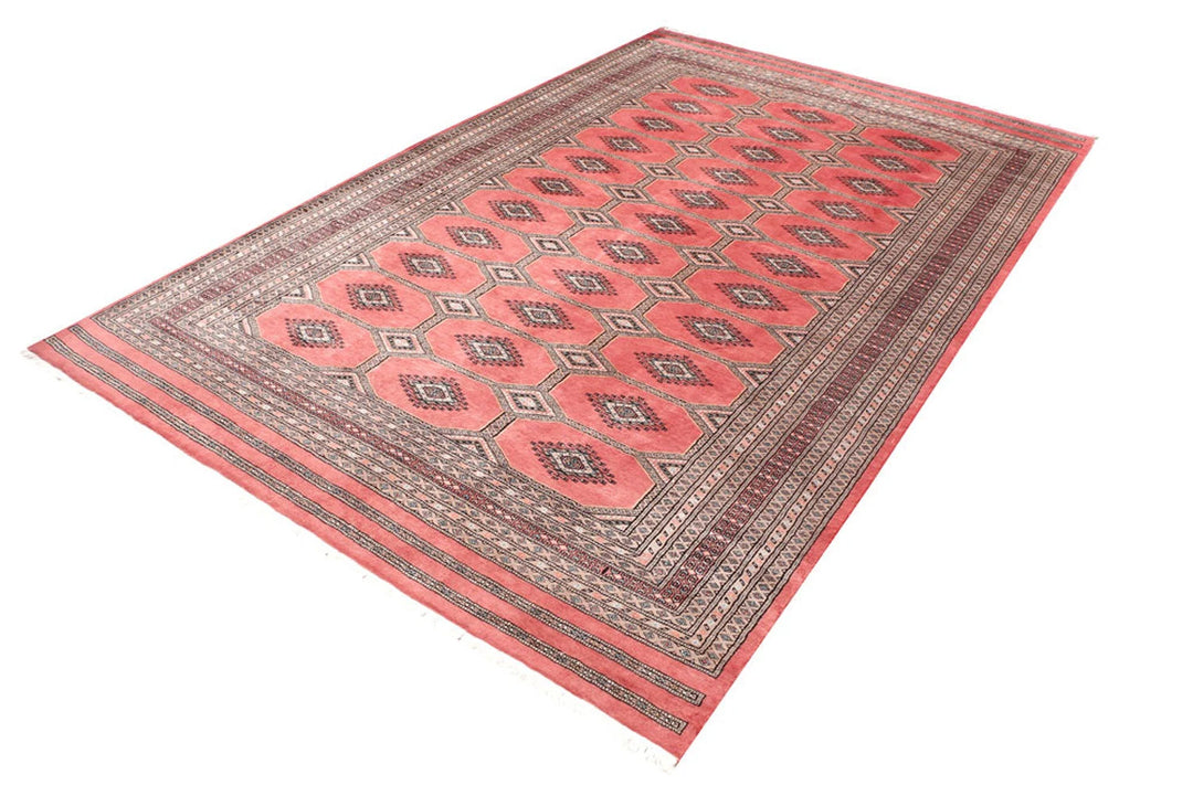 Salmon Pakistani Jaldar Rug 6' 10" x 10' 6" Hand-Knotted | No. QA92023