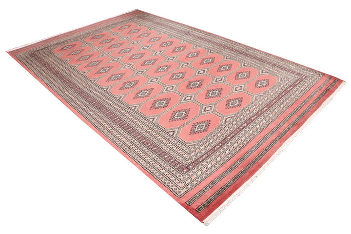Salmon Pakistani Jaldar Rug 6' 10" x 10' 6" Hand-Knotted | No. QA92023