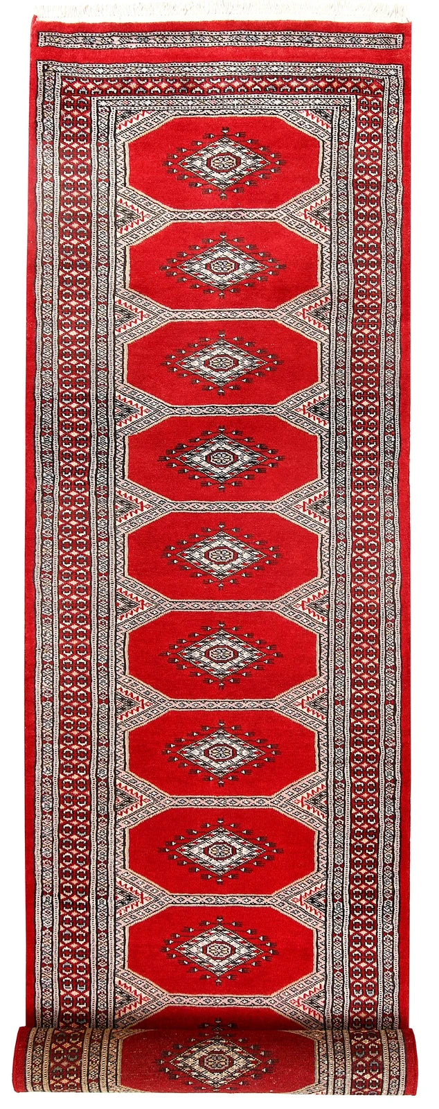 Red Pakistani Jaldar Rug 2' 4" x 9' 5" Hand-Knotted | No. QA92132