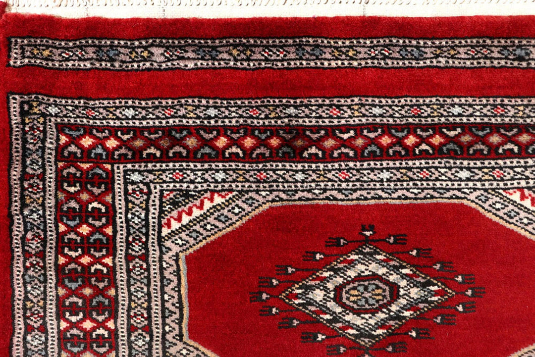Red Pakistani Jaldar Rug 2' 4" x 9' 5" Hand-Knotted | No. QA92132