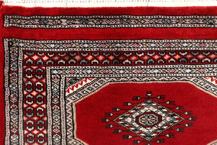 Red Pakistani Jaldar Rug 2' 4" x 9' 5" Hand-Knotted | No. QA92132