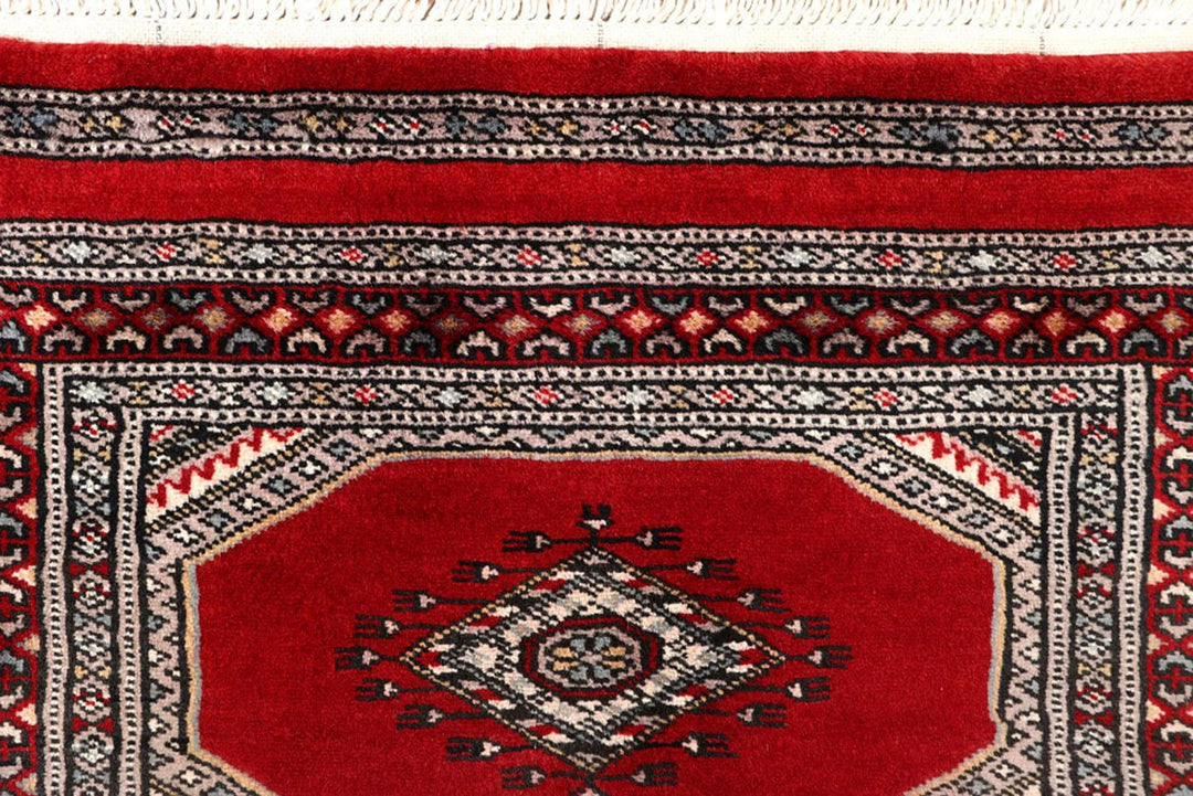 Red Pakistani Jaldar Rug 2' 4" x 9' 5" Hand-Knotted | No. QA92132