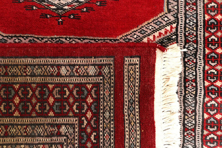Red Pakistani Jaldar Rug 2' 4" x 9' 5" Hand-Knotted | No. QA92132