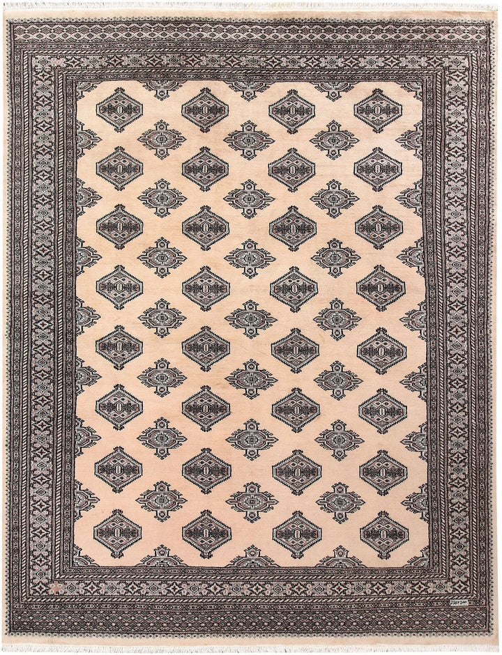 Brown Pakistani Jaldar Rug 6' 7" x 8' 5" Hand-Knotted | No. QA92176