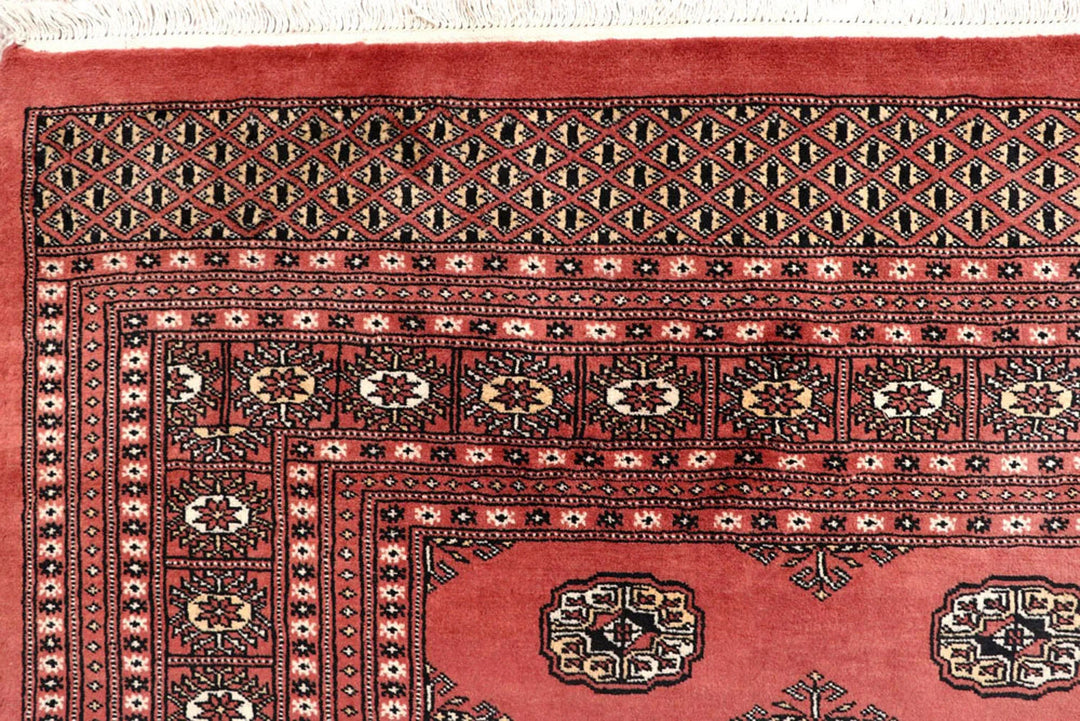 Salmon Pakistani Bokhara Rug 8' 2" x 10' 1" Hand-Knotted | No. QA92324