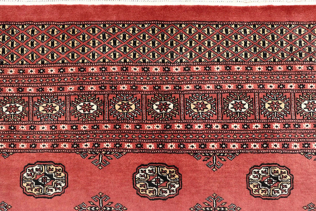 Salmon Pakistani Bokhara Rug 8' 2" x 10' 1" Hand-Knotted | No. QA92324