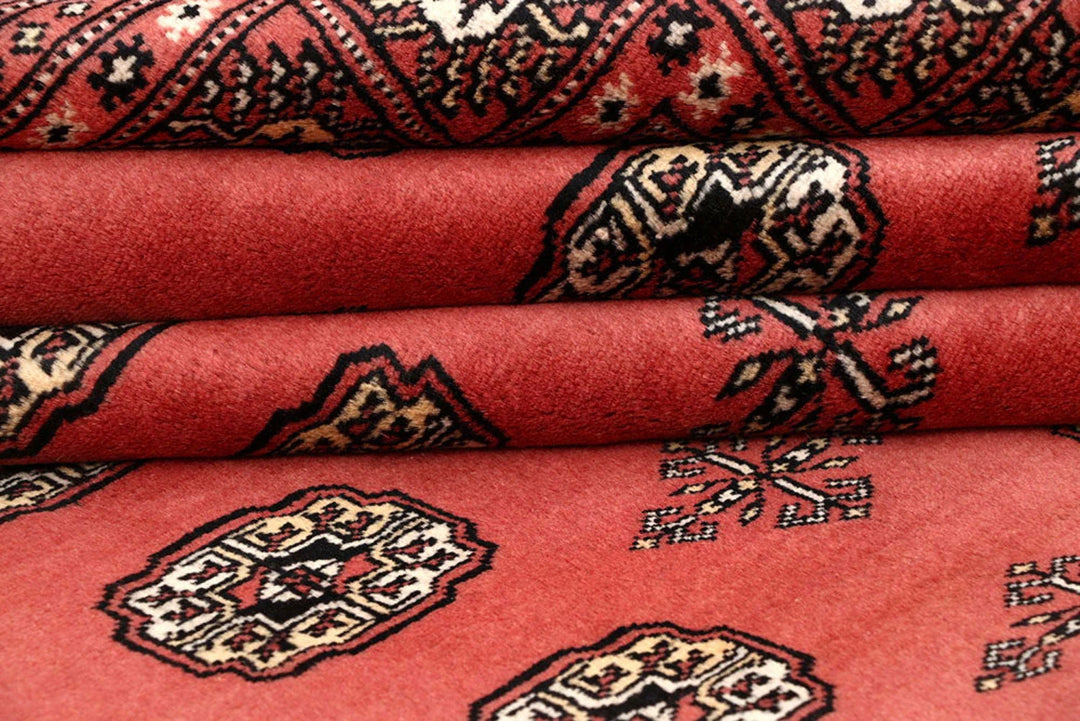Salmon Pakistani Bokhara Rug 8' 2" x 10' 1" Hand-Knotted | No. QA92324