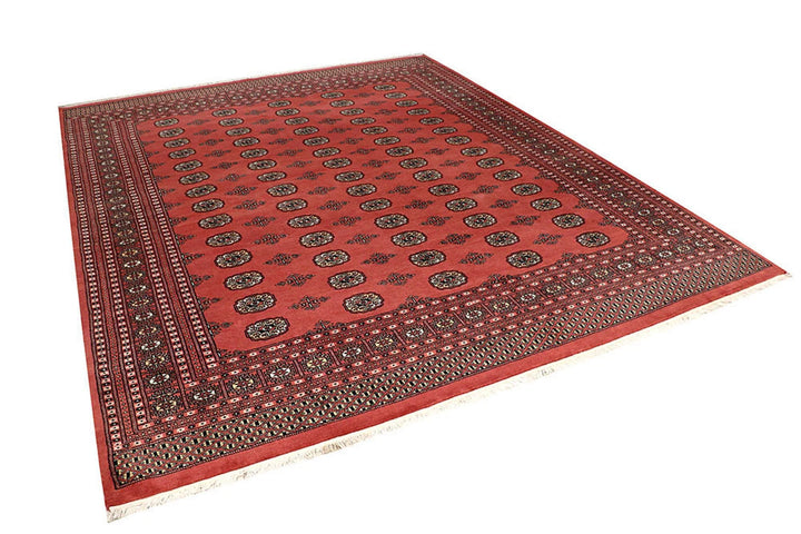 Salmon Pakistani Bokhara Rug 8' 2" x 10' 1" Hand-Knotted | No. QA92324