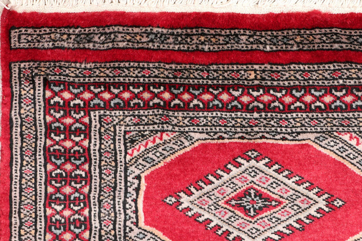 Red Pakistani Jaldar Rug 2' x 6'4" Hand-Knotted | No. QA92361